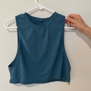 Lululemon Athletica Blue Muscle Tee Crop Cut Out